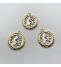 Gold and Silver Plated Roman Emperor Julius Caesar Coin Necklace Pendant, Ancient Roman Charm, Antique Necklace MD-1009