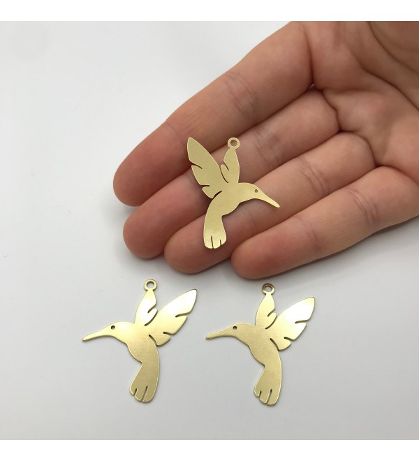 Raw Brass Bird Charm, Bird Pendant, Hummingbird Necklace Pendant, Brass Earring Findings, Laser Cut Jewelry Supplies RW-1042