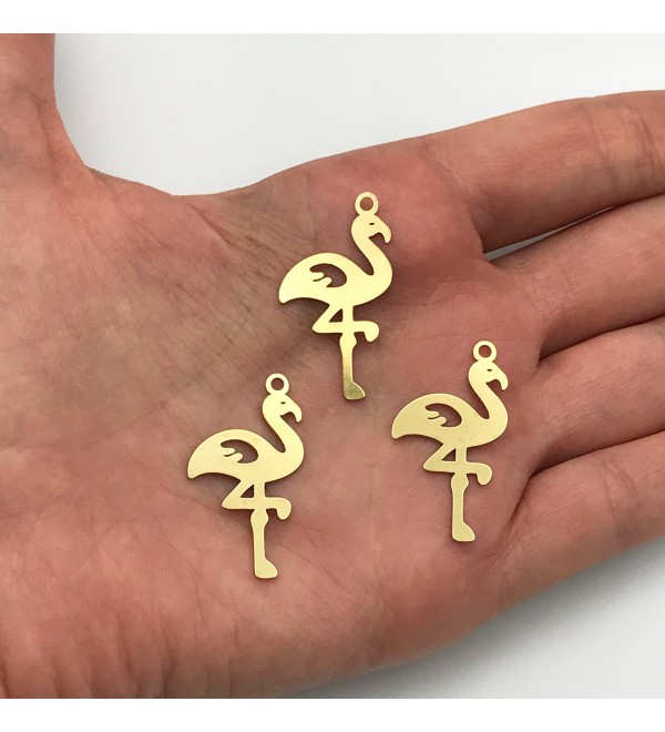 Raw Brass Flamingo Necklace Charm, Flamingo Pendant, Laser Cut Flamingo Earring Charm Bird Necklace Jewelry Supplies RW-1048