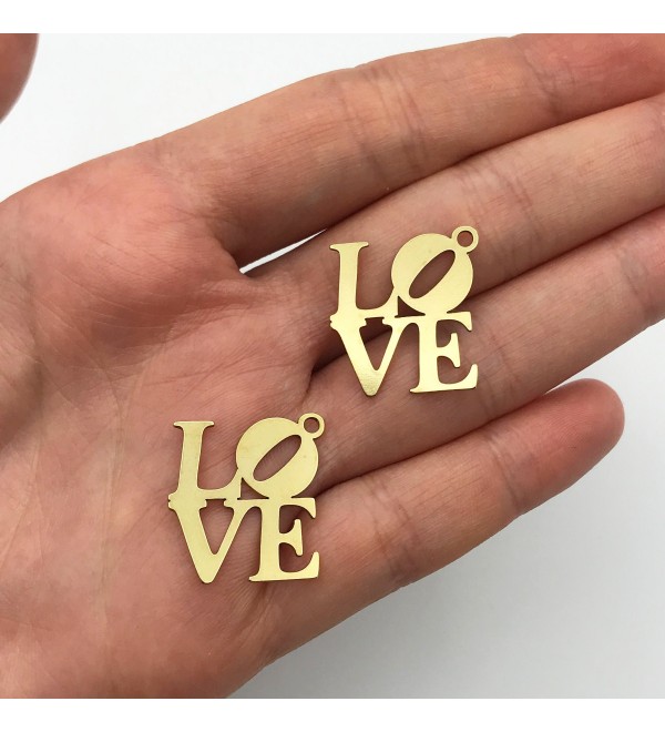 Raw Brass LOVE Necklace Pendant Charms, Love Earring Jewelry Making Supplies Brass Findings RW-1050