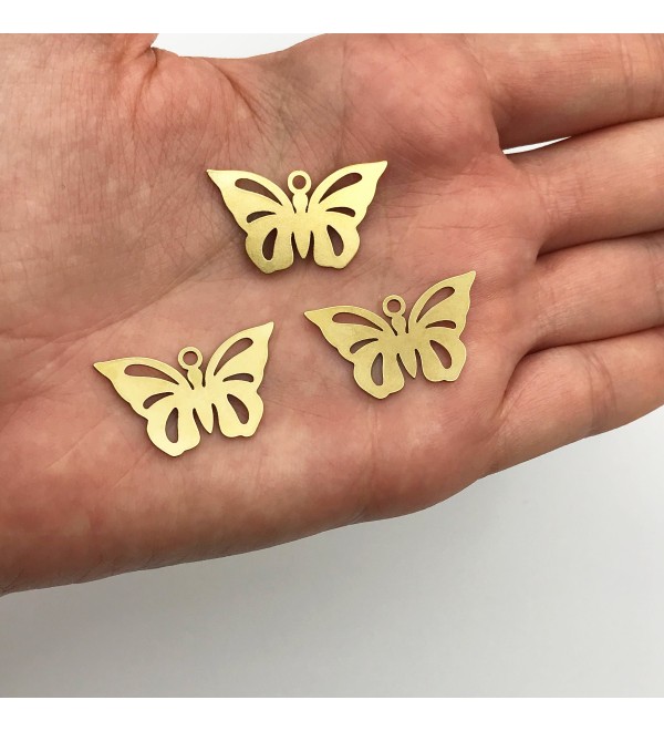 Raw Brass Butterfly Necklace Pendant Charm, Laser Cut Butterfly Charm, Butterfly Earring Laser Cut Jewelry Findings RW-1052