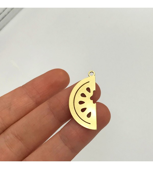 Raw Brass Watermelon Charm, Necklace Charms, Watermelon Pendant, Watermelon Cut Out Earring Charm Laser Cut Jewelry Supplies RW-1030