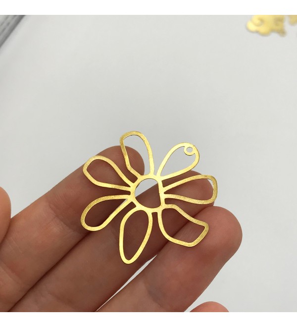 Raw Brass Flower Charms, Flower Pendant, Brass Flower Earring Findings, Flower Shaped Pendants, Jewelry Supplies RW-1003