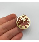 Raw Brass Sun and Moon Charm, Sun Pendant, Moon Pendant, Laser Cut Brass Jewelry Supplies, Circle Sun Necklace RW-1002