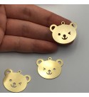 Raw Brass Teddy Bear Charm, Teddy Bear Charm Necklace Earring Pendant, Animal Charms, Laser Cut Jewelry Supplies RW-1063