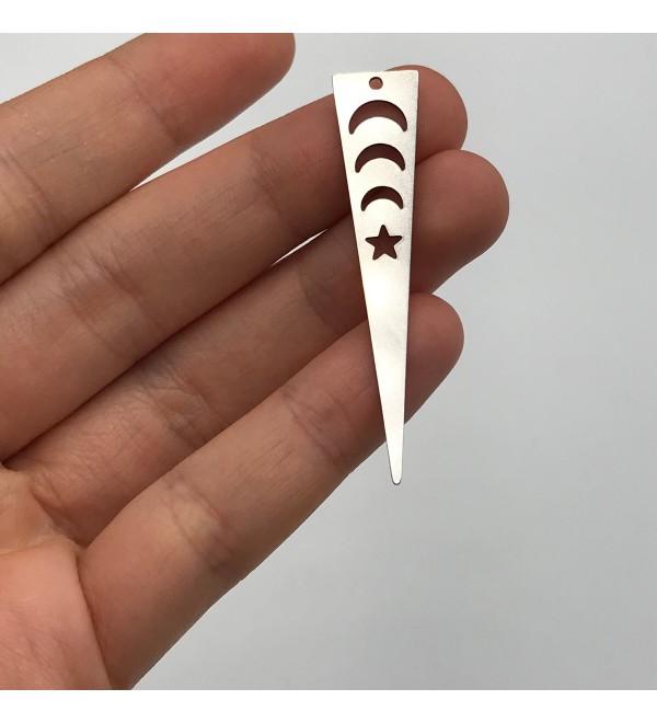 Stainless Steel Triangle Crescent Spike Charm, Moon and Star Connector Charm, Triangle Pendant, Laser Cut Jewelry Supplies STL-3020