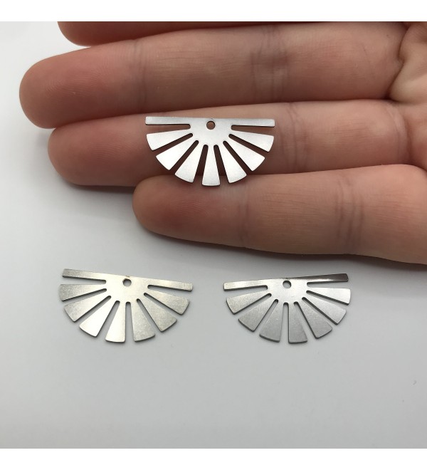 Stainless Steel Half Sun and Flower Connector Charm, Half Circle Sun Charms, Earring Findings, Sun Pendant, Laser Cut Charms STL-3005