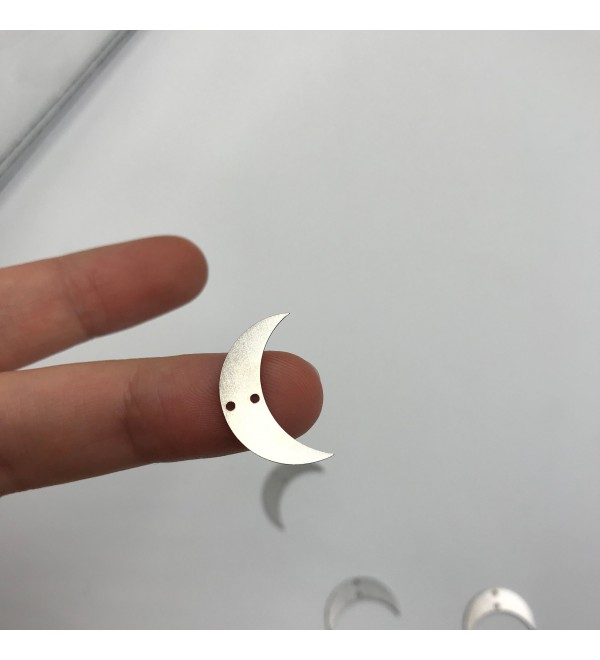 Stainless Steel Crescent Moon Charm, Crescent Moon Connector, Moon Earring Charm, Laser Cut Sky Charms for Jewelry Making STL-3022