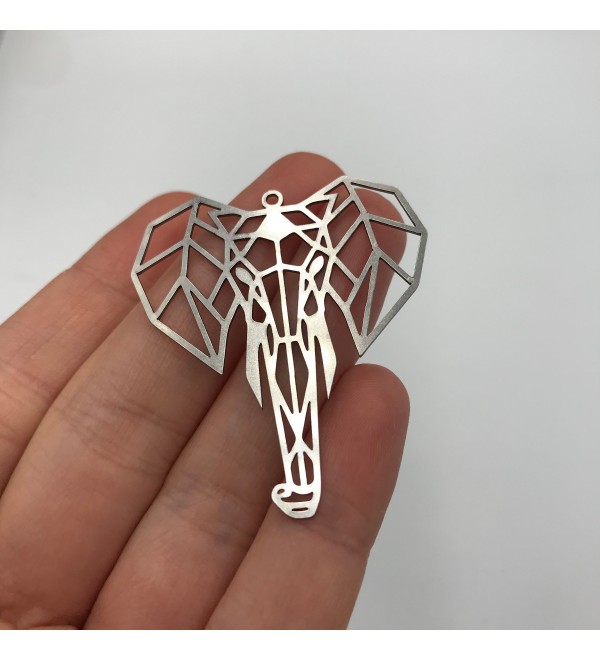 Stainless Steel Origami Elephant Charms, Geometric Elephant Pendant, Elephant Head Necklace, African Earring Charm STL-3004