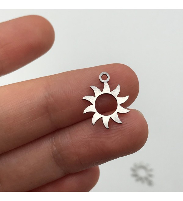 Stainless Steel Sun Charm, Sun Necklace Pendant, Laser Cut Sun Earring Charm Connector, Steel Sun Jewelry Supplies STL-3141