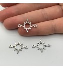 Stainless Steel North Star Connector Charm, Pole Star Sun Bracelet, Starburst Charm, Laser Cut Celestial Jewelry Findings STL-1021