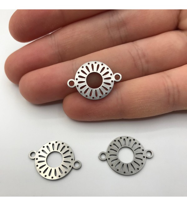 Stainless Steel Sun Connector Charm, Geometric Mandala Sun Bracelet Pendant Charm, Laser Cut Jewelry Supplies STL-1024