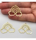 Raw Brass Rainbow Charm Pendant, Clouds Arch Pendant, Geometric Rainbow Earring Charm, Laser Cut Celestial Findings RW-1064