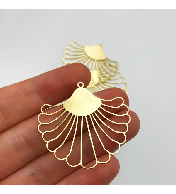 Raw Brass Geometric Flower Charm Pendant, Brass Flower Connector, Geometric Earring Charm, Laser Cut Jewelry Supplies RW-1082