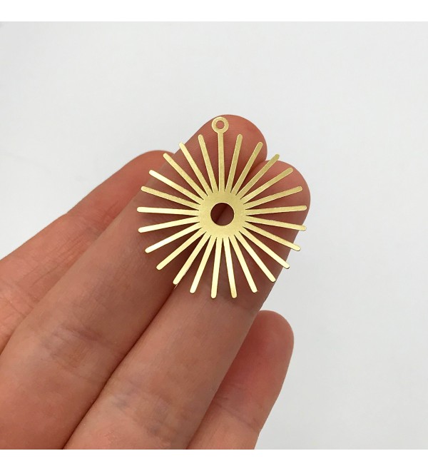 Raw Brass Geometric Sun Charm Pendant, Geometric Sun Earring Findings, Sun Necklace, Laser Cut Jewelry Supplies RW-1085