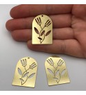 Raw Brass Domed Tulip Charm Pendant, Domed Tulip Earring Charms, Jewelry Making, Laser Cut Jewelry Making Supplies RW-1094