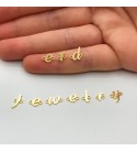 Shiny Gold Plated Tiny Sideways Initial Letter Connector Charm Pendant, Alphabet Capital Letter Charm Pendant, Laser Cut Letters GLD-1037