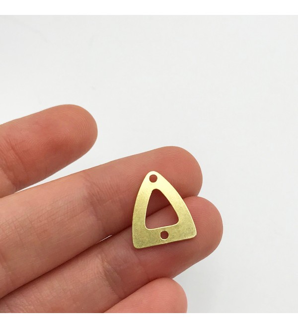 Raw Brass Triangle Connector Charm Pendant, Geometric Triangle 2 Hole Connector Earring Charm, Laser Cut Jewelry Supplies RW-1107