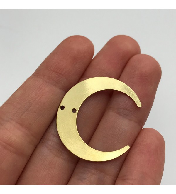 Raw Brass Crescent Moon Connector Charm Pendant, 2 Hole Crescent Moon Geometric Connector Findings, Laser Cut Jewelry Supplies RW-1108