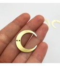 Raw Brass Crescent Moon Connector Charm Pendant, 2 Hole Crescent Moon Geometric Connector Findings, Laser Cut Jewelry Supplies RW-1109