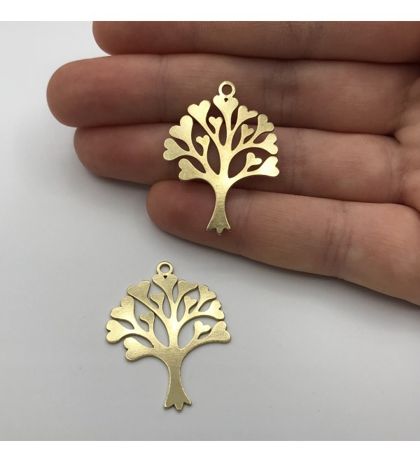 Raw Brass Tree Charms, Tree of Life Pendant, Heart Tree Necklace Charm, DIY Charms Jewelry Making, Laser Cut Jewelry Supplies RW-1039