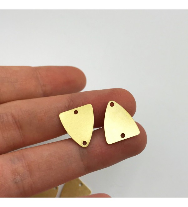 Raw Brass Triangle Connector Charm Pendant, Geometric Triangle 2 Hole Connector Earring Charm, Laser Cut Jewelry Supplies RW-1115