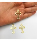 Raw Brass Hollow Cross Charms, Hollow Cross Necklace Pendant, Religious Jewelry Charms, Laser Cut Cross Earring Charms RW-1045