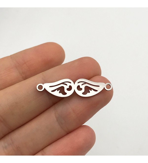 Stainless Steel Angel Wing Connector Charm, Fairy Angel Heart Wing Bracelet Pendant Charm with 2 Loops, Laser Cut Supplies STL-4252