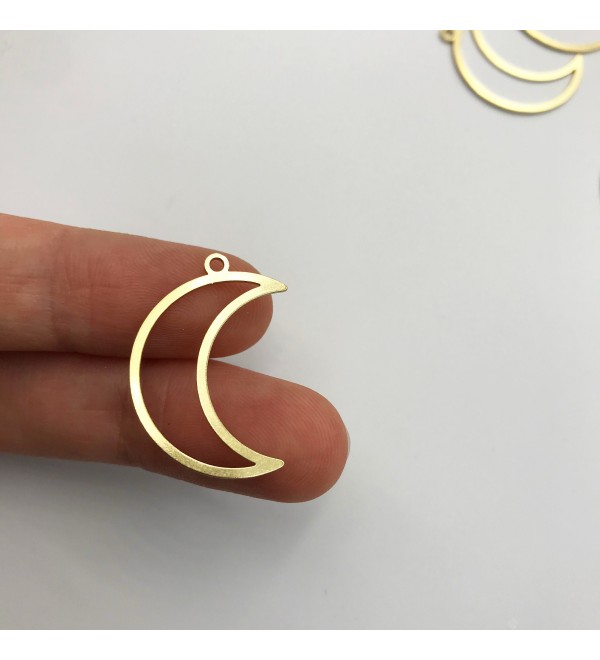 Raw Brass Crescent Moon Charm, Abstract Outline Moon Pendant, Earring Charm, Jewelry Findings, Laser Cut Jewelry RW-1017