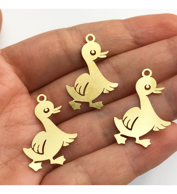 Raw Brass Duck Charms, Duck Charm Pendant for Necklace Earring, Laser Cut Duck Charm, Jewelry Supplies RW-1055