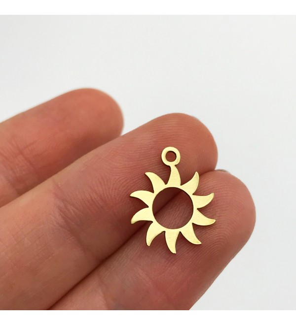 Raw Brass Sun Charm, Sun Necklace Pendant, Laser Cut Sun Earring Making Charm Connector, Brass Sun Jewelry Supplies RW-1141