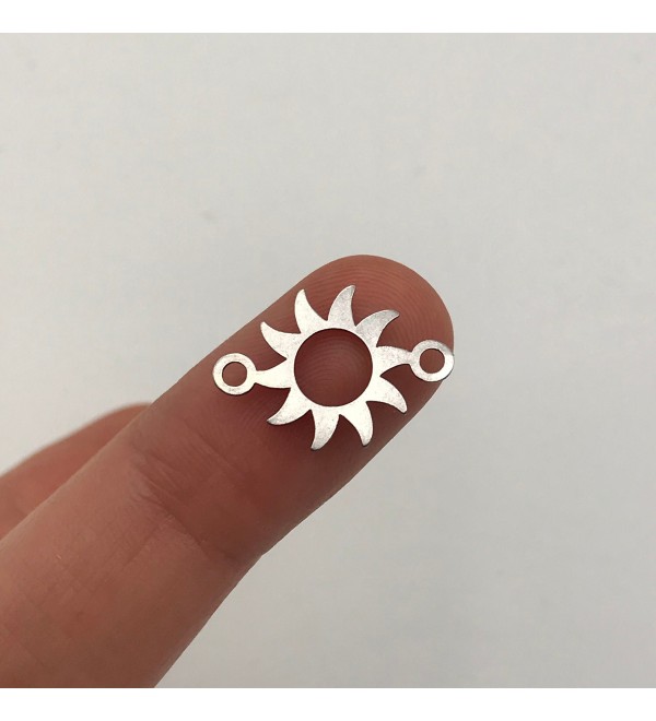 Stainless Steel Sun Connector Bracelet Charm Pendant, Laser Cut Sun With 2 Loops, Steel Sunny Connector Celestial Charms STL-3142