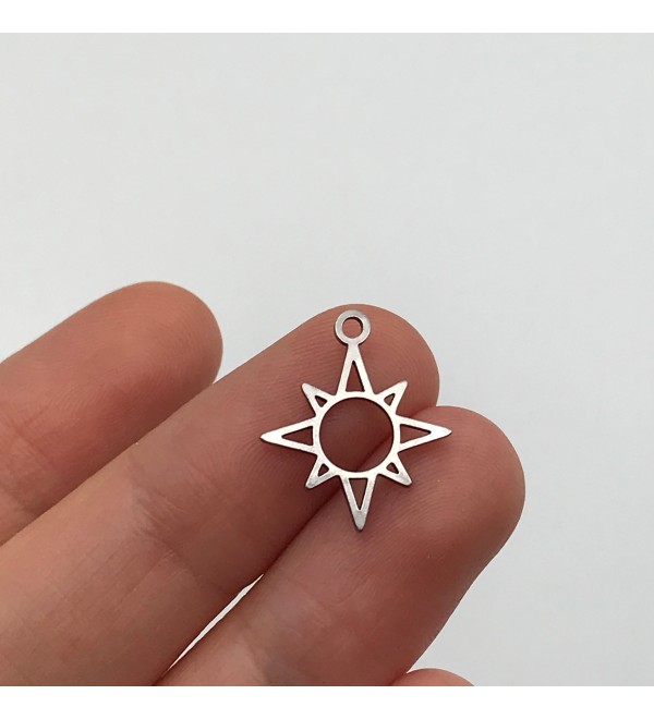 Stainless Steel North Star Charm, Polar Star Pendant Charm, Starburst Necklace Charm, Laser Cut Jewelry Supplies STL-3143