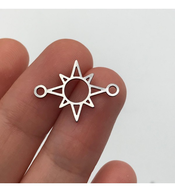 Stainless Steel North Star Connector Charm, Pole Star Sun Bracelet, Starburst Charm, Laser Cut Celestial Jewelry Findings STL-1021