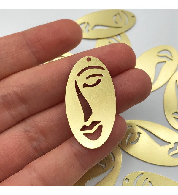 Raw Brass Picasso Face Charm, Abstract Face Pendant Charm, Laser Cut Jewelry Supplies RW-1068