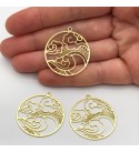 Raw Brass Cloud Sun Crescent Moon Earring Charm Pendant, Round Sun Moon Cloud Charm, Earring Findings, Laser Cut Jewelry RW-1096