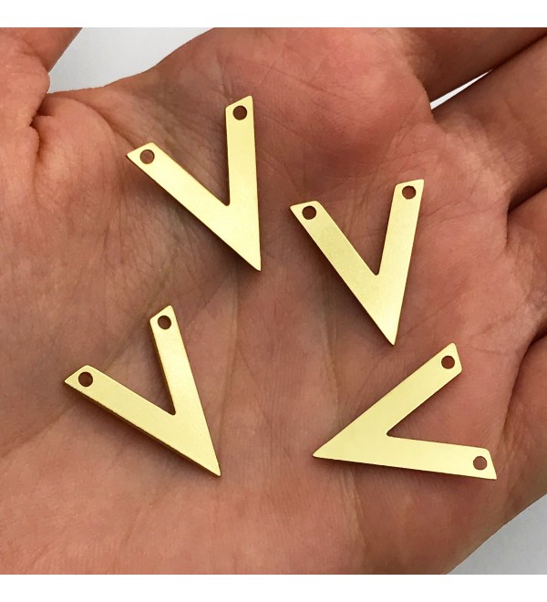 Raw Brass V Connector Charm Pendant, Geometric V Shaped Connector 2 Holes, Laser Cut Geometric Charms for Jewelry Making RW-1103