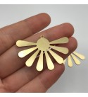 Raw Brass Flower Earring Charm Pendant, Geometric Flower Plant Charm, Earring Findings, Laser Cut Jewelry Making Supplies RW-1113