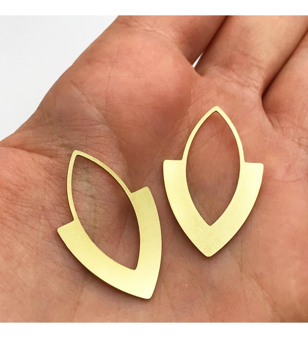 Raw Brass Geometric Earring Connector, Almond Shaped Earring Connector Charm Pendant, Laser Cut Brass Earring Findings RW-1119