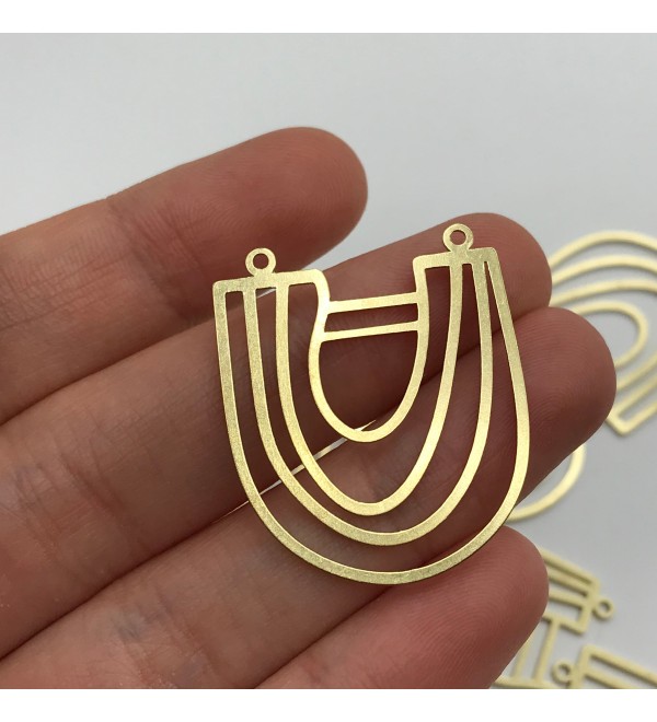 Raw Brass Asymmetrical Rainbow Arch Connector Charm Pendant, Geometric U Connector Earring Findings, Laser Cut Jewelry Supplies RW-1120