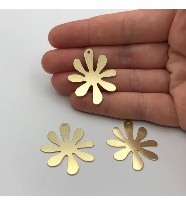 Raw Brass Flower Charm Pendant, Daisy Flower Dangle Earring Charms, Laser Cut Jewelry Making Supplies Earring Findings RW-1123