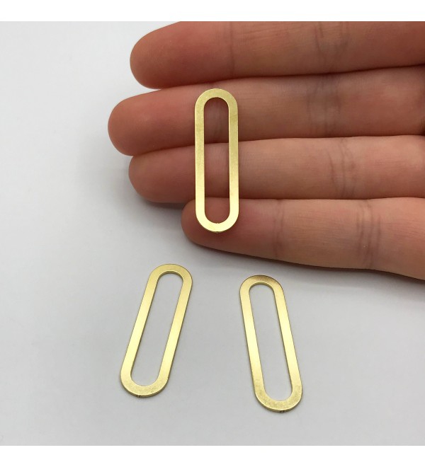 Raw Brass Oval Connector, Oval Link Connector, Oval Ring Charm, Steel Connectors, Laser Cut Jewelry Making Supplies RW-1126