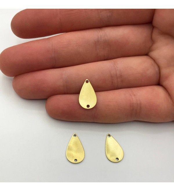 Raw Brass Drop Shaped Connector Charm Pendant, Geometric Drop 2 Hole Connector Earring Charm, Laser Cut Jewelry Supplies RW-1112