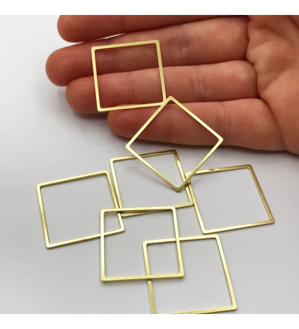 Raw Brass Square Ring Connector Charms, Outline Square Link Charm Pendant, Brass Square Connectors for Jewelry Making RW-1136