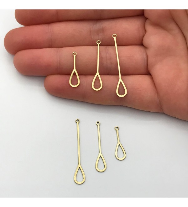 6pcs Brass Drop Shaped Stick Charm Pendant, Drop Shaped Brass Earring Charm, Laser Cut Jewelry Supplies for Earring Making RW-1167