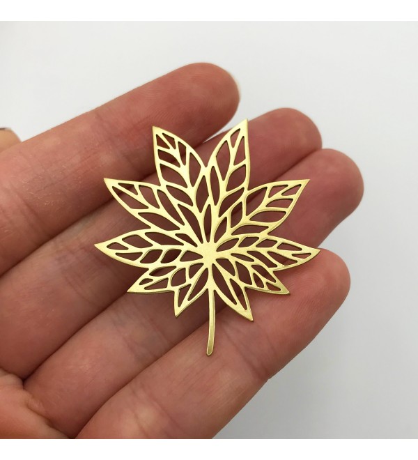 Raw Brass Maple Leaf Charm Pendant, Autumn Leaf Connector Charm, Maple Leaf Necklace Charm, Laser Cut Jewelry Supplies RW-1009