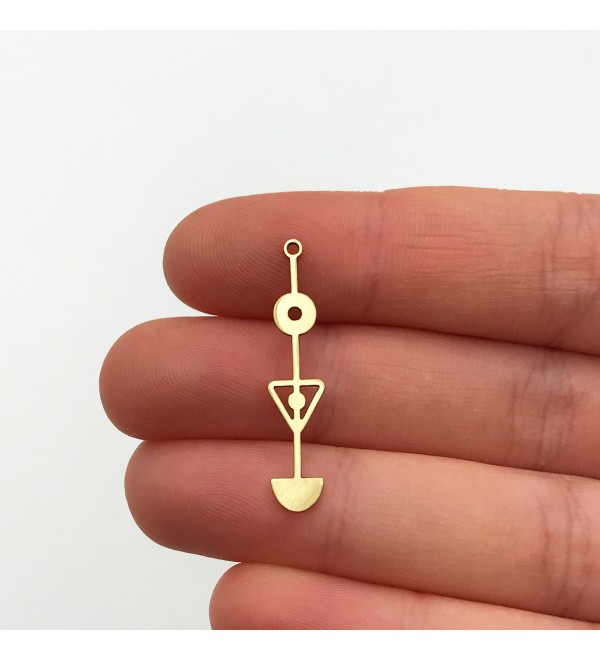 2pcs Raw Brass Geometric Sun and Moon Stick Bar Charm, Geometric Bar Earring Charm, Earring Findings, Laser Cut Jewelry Supplies RW-1172