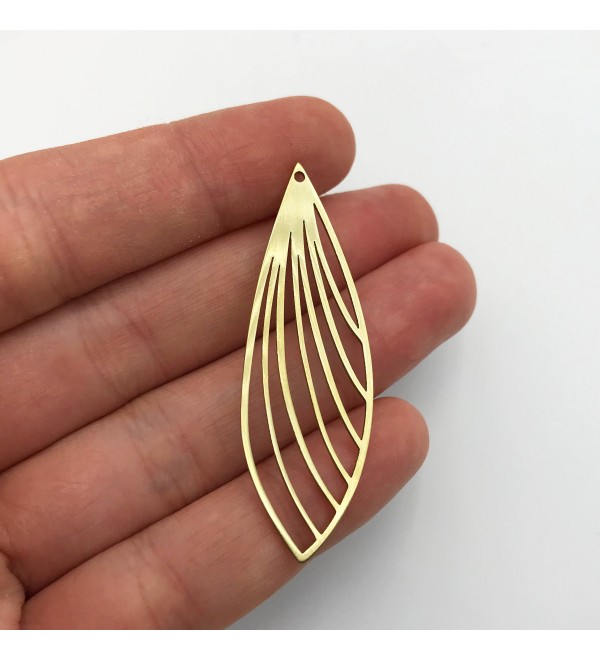 Raw Brass Dragonfly Wing Charm Pendant, Brass Leaf Charm for Jewelry Making, Laser Cut Geometric Wing Charms, Jewelry Supplies RW-1015