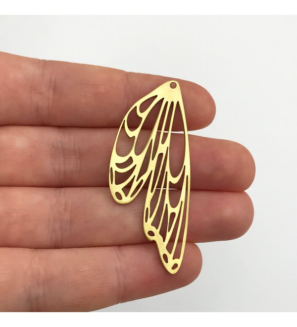 Raw Brass Butterfly Wing Charm Pendant, Geometric Wing Charm, DIY Earring Charms for Jewelry Making, Laser Cut Jewelry Supplies RW-1069