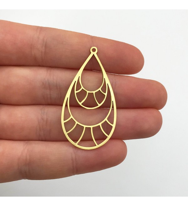 Raw Brass Geometric Drop Earring Charm Pendant, Drop Earring Findings, Geometric Findings, Laser Cut Jewelry Supplies RW-1074